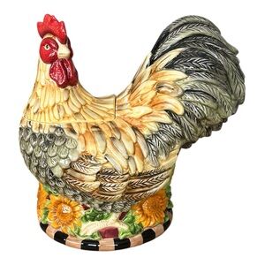 Colorful Rooster Ceramic Jar